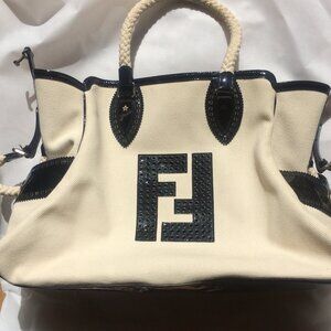 Fendi Bag Du Jour 2007 RARE Canvas + Patent Leather Bag du Jour Tote